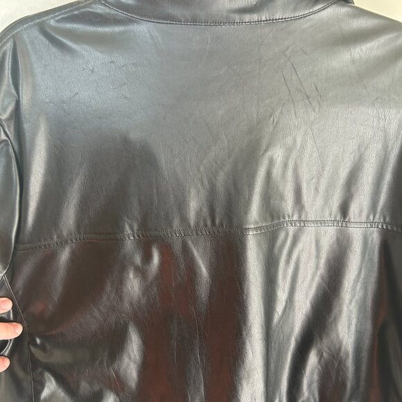 Lane Bryant Faux Leather Shirt Jacket | Black | Size 22 | Edgy Work-to-Weekend S - Picture 14 of 16